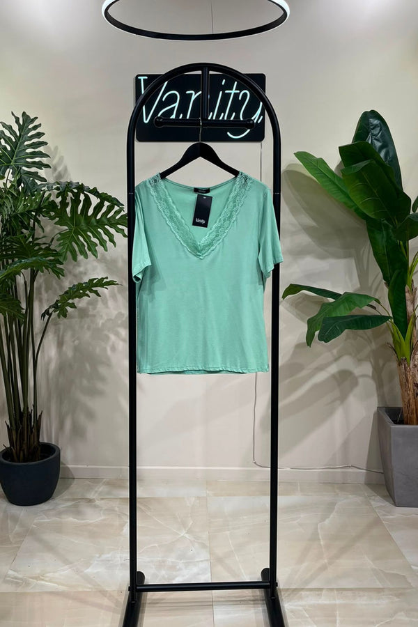 Maglia viscosa merletto - Menta