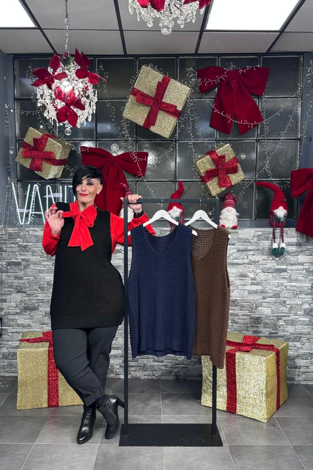 Gilet maglia treccia - Bruciato