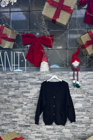 Cardigan maglia tasche - Nero