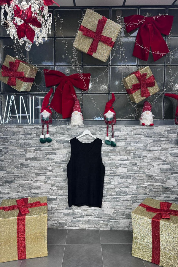 Gilet maglia treccia - Nero