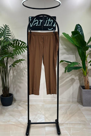 Pantalone risvolto bengalina - Tabacco