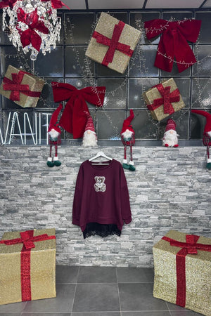 Felpa orsetto pizzo - Vino