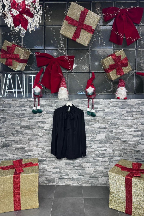 CAMICIA FIOCCO BOTTONI - Nero