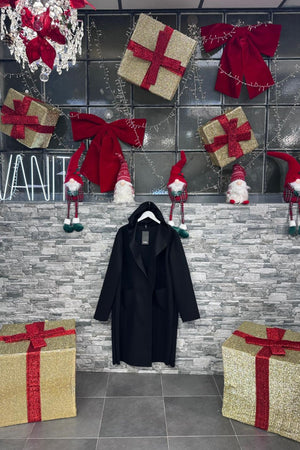 Cappotto panno cappuccio - Nero