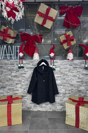 Cappotto bouclè lurex - Nero