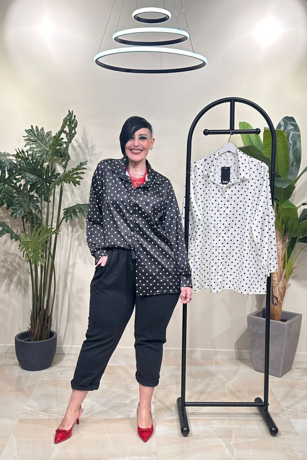 Camicia raso pois - Nero