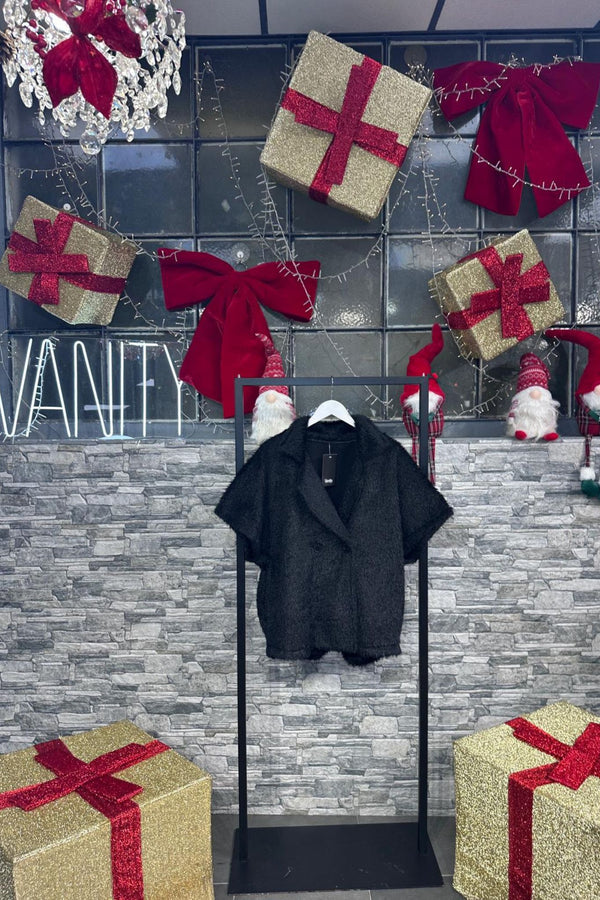 Giacca pelosetta doppio petto - Nero