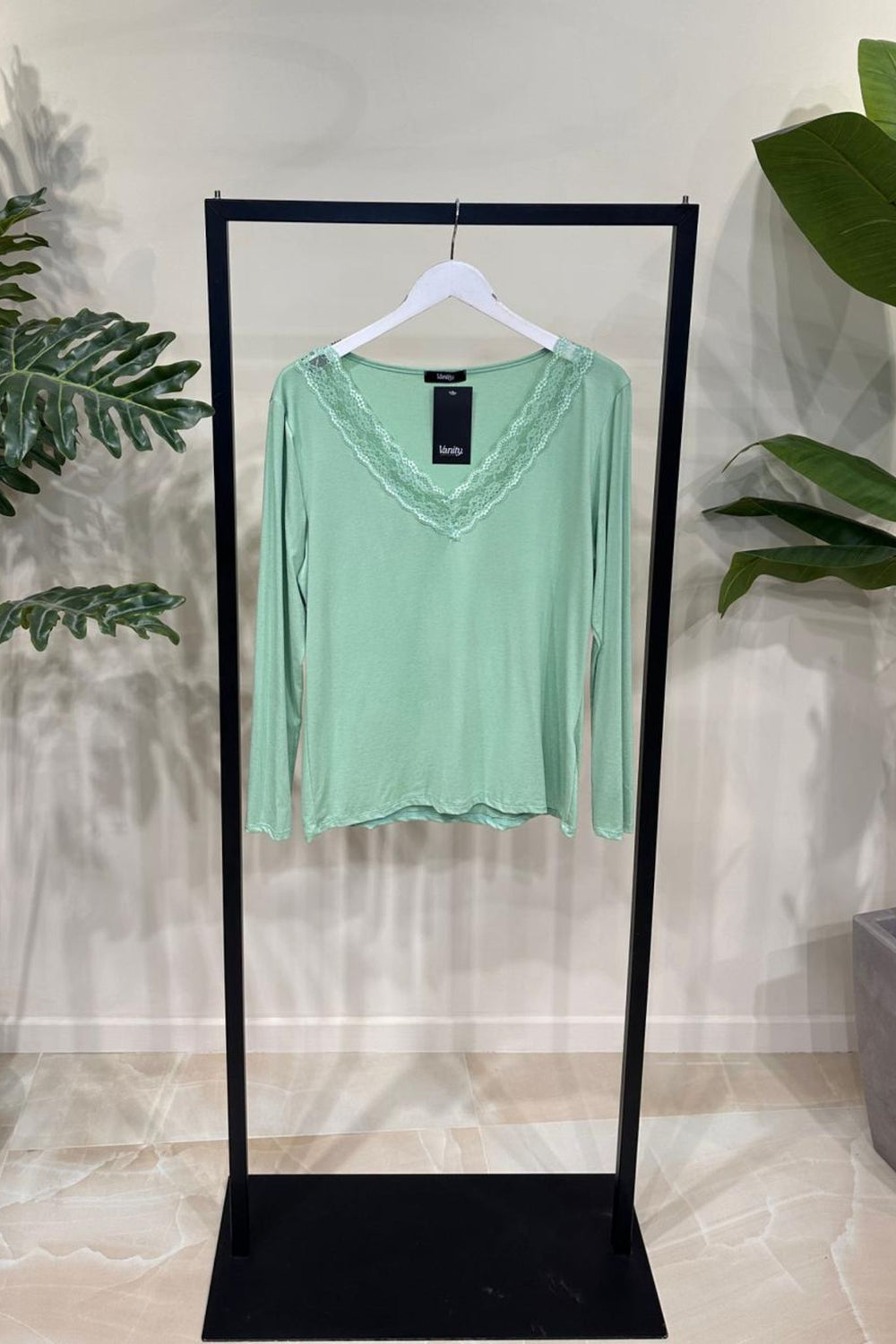 Maglia viscosa merletto - Menta