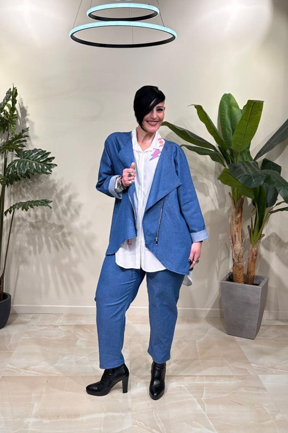 Completo jeans zip - Jeans chiaro