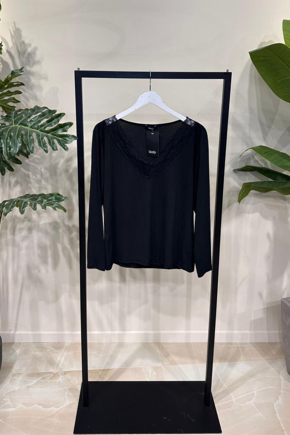 Maglia viscosa merletto - Nero