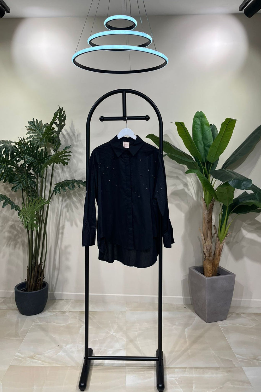 Camicia swarosky e strass - Nero