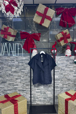 Giacca pelosetta doppio petto - Blu