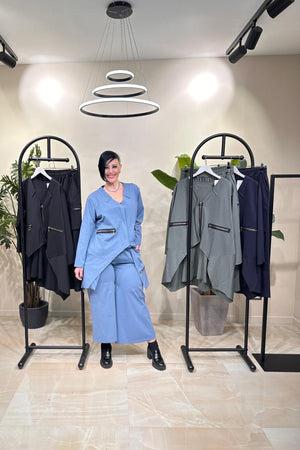 Completo tasche zip - Celeste Polvere