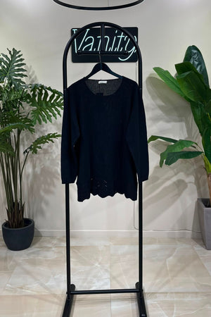 Pull filo ricamo - Nero