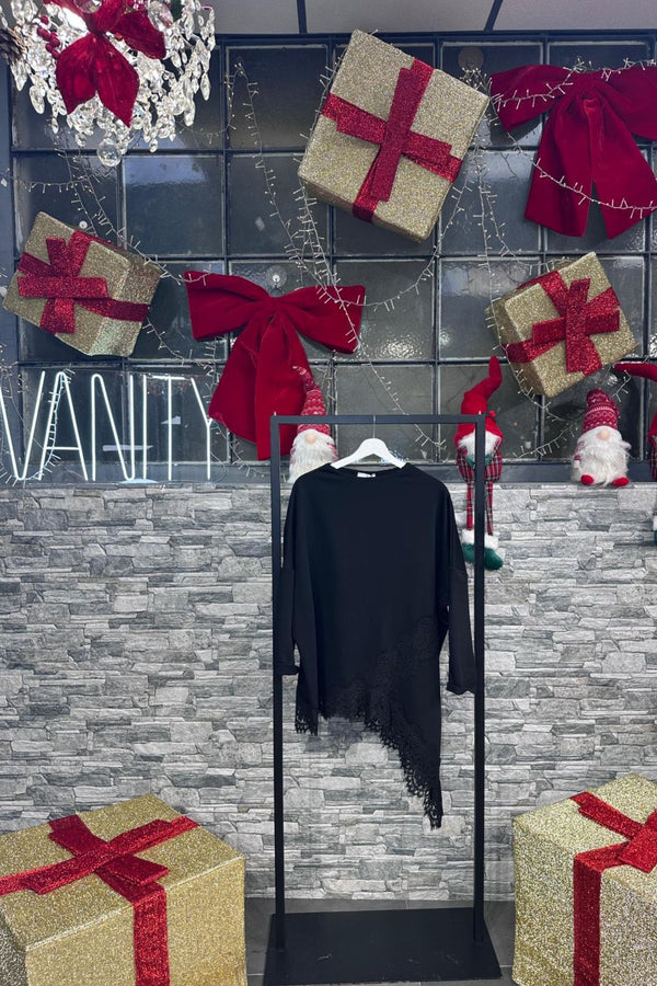 Felpa punta pizzo - Nero