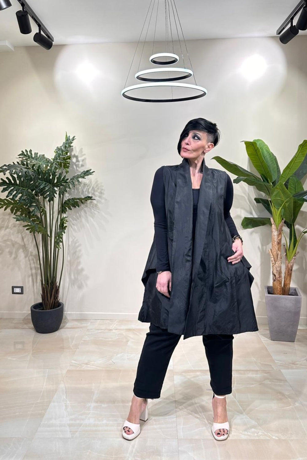 Maxi gilet taftà - Nero