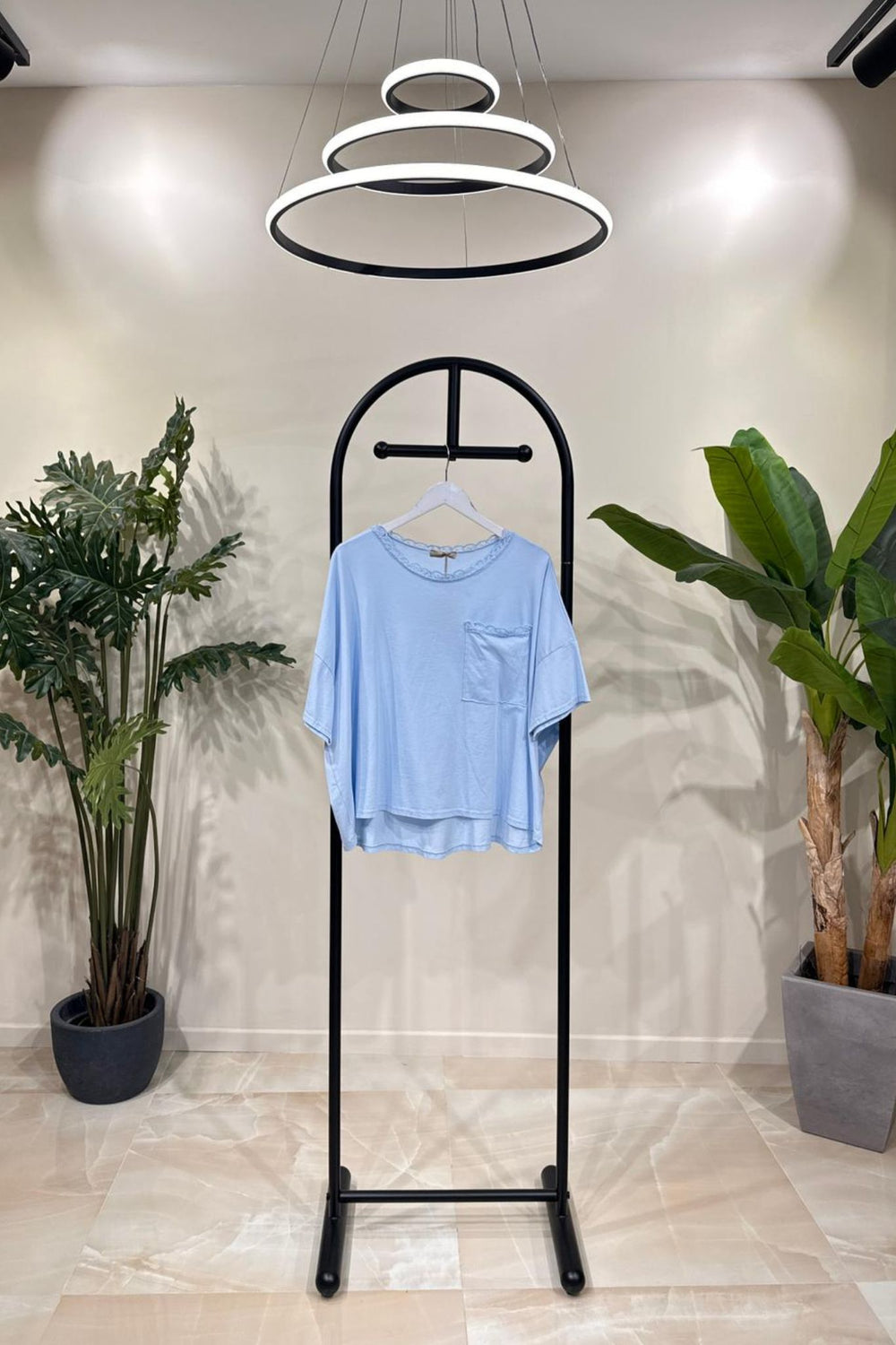 T-shirt scatola merletto - Cielo