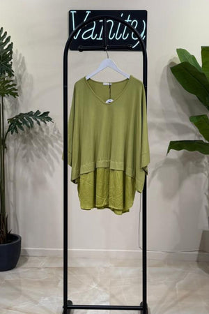 Maglia effetto camicia - Oliva