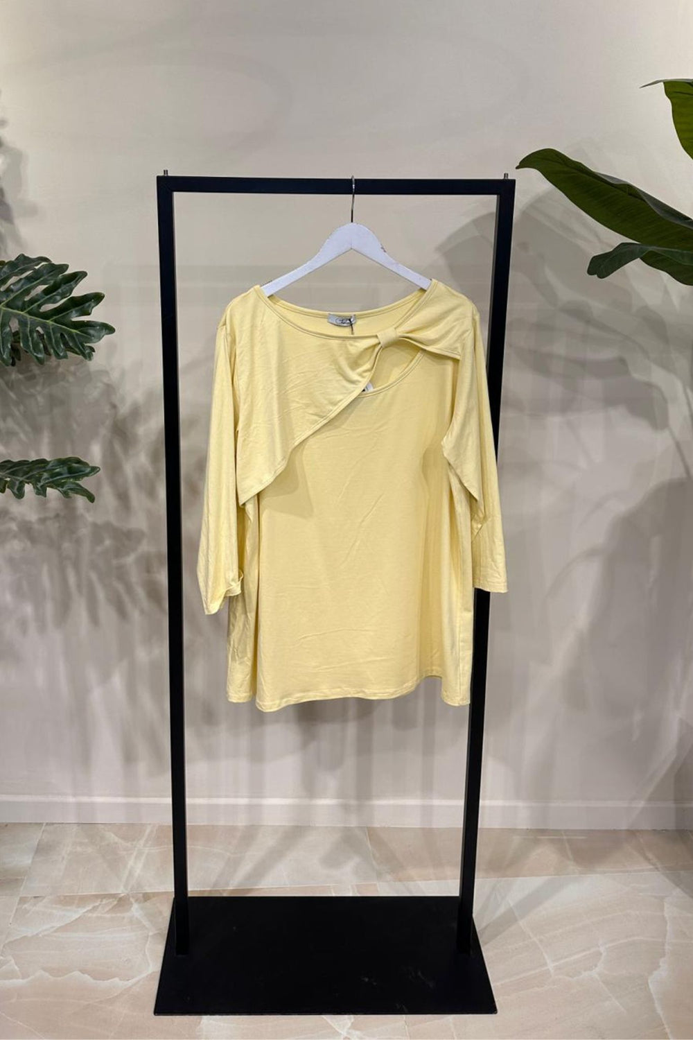 Maglia scollo fiocco - Giallo