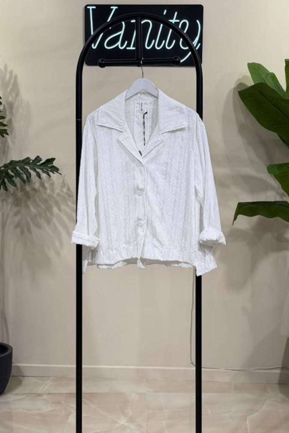 Giacca crop chicchi riso - Bianco