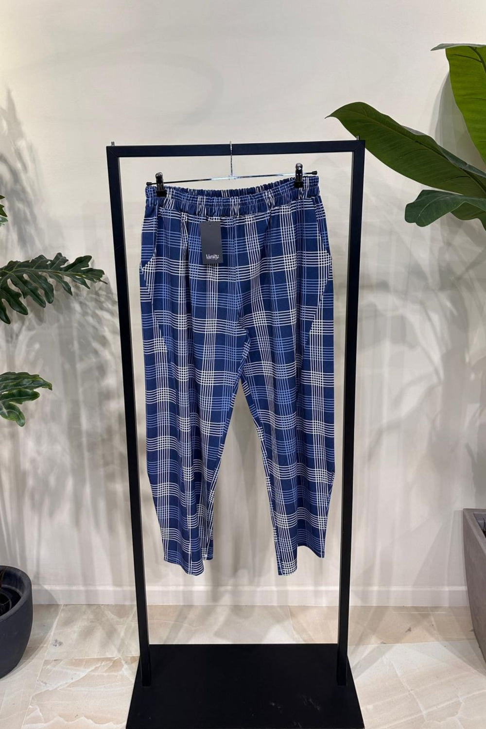 Pantalone bengalina quadri - Blu