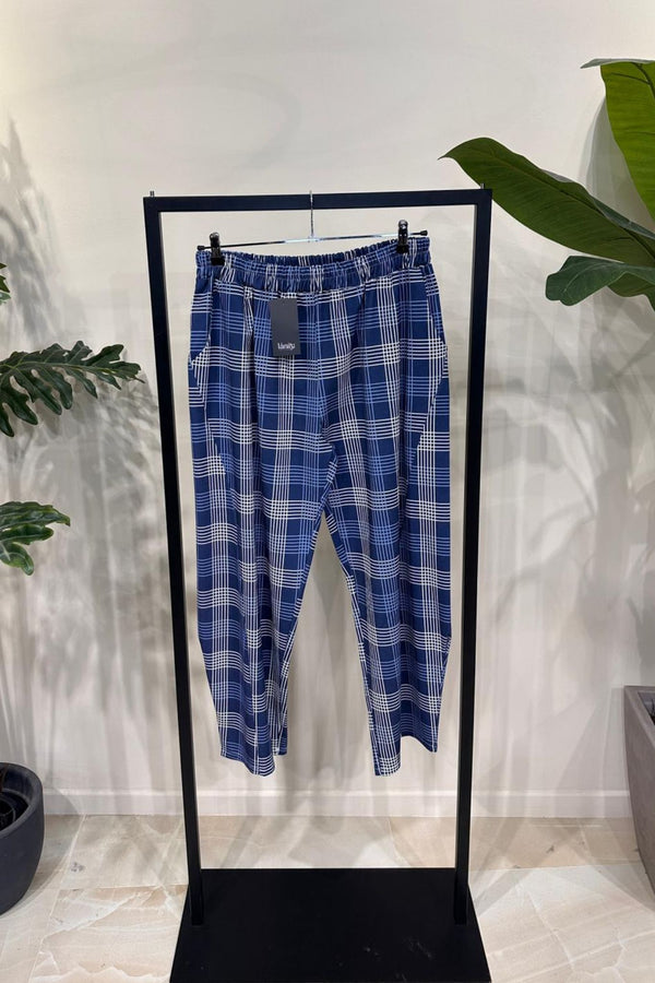 Pantalone bengalina quadri - Blu