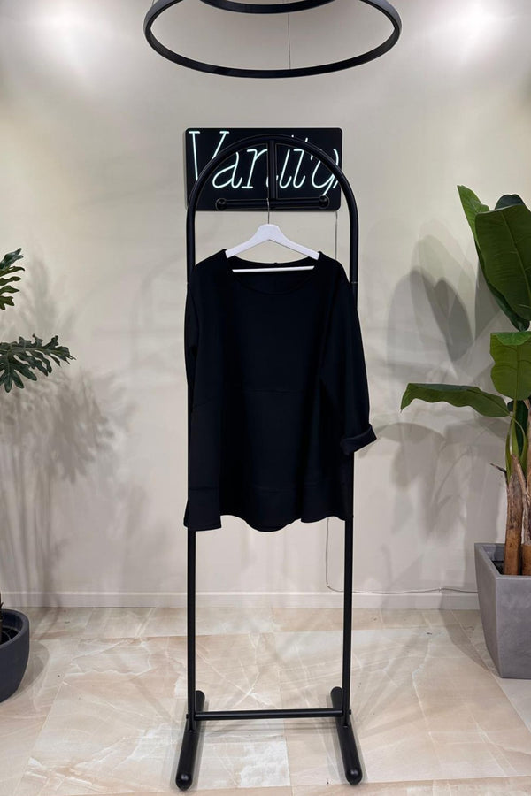 Blusa neoprene cuciture - Nero