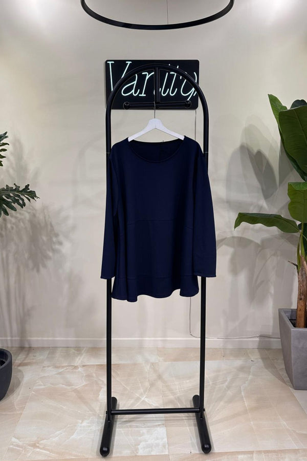 Blusa neoprene cuciture - Blu