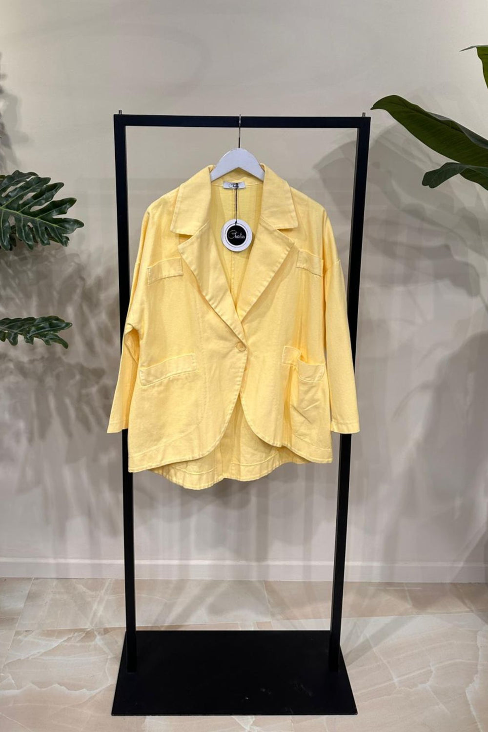 Giacca jeans stondata - Giallo