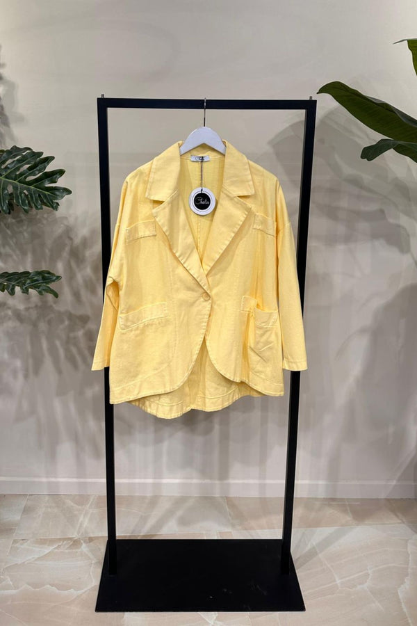 Giacca jeans stondata - Giallo