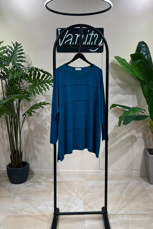Maglia viscosa cuciture orizzontali - Pavone