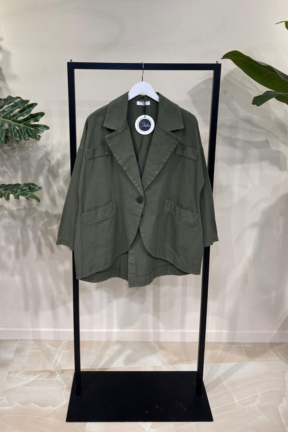 Giacca jeans stondata - Verde militare