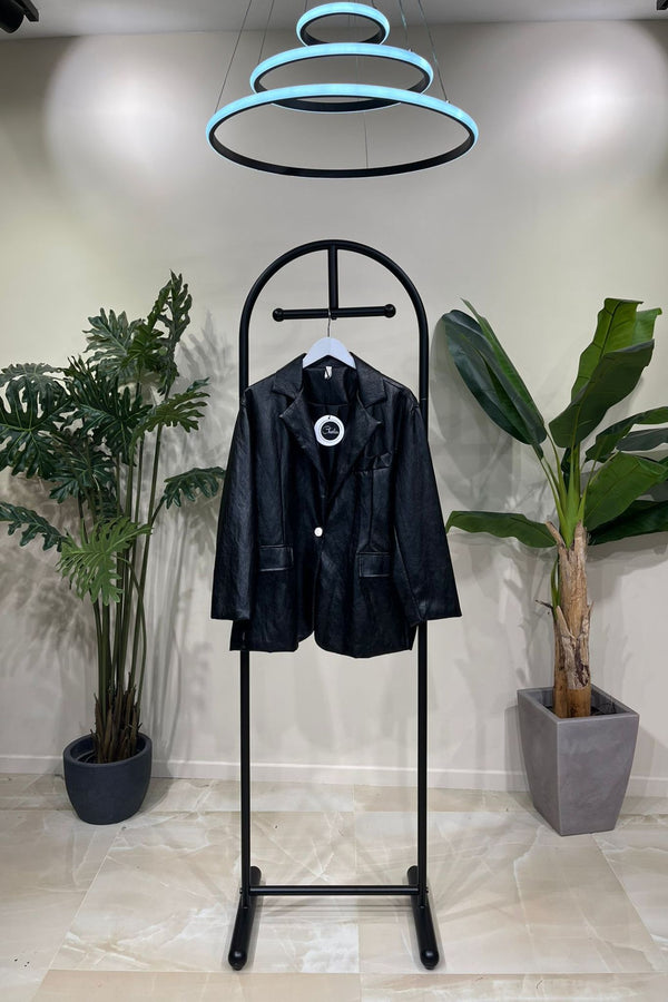 Giacca ecopelle pizzo - Nero