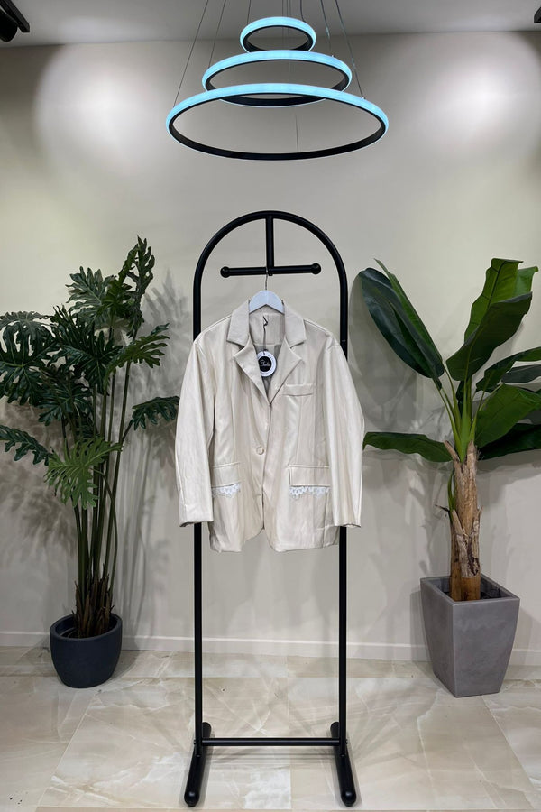 Giacca ecopelle pizzo - Burro