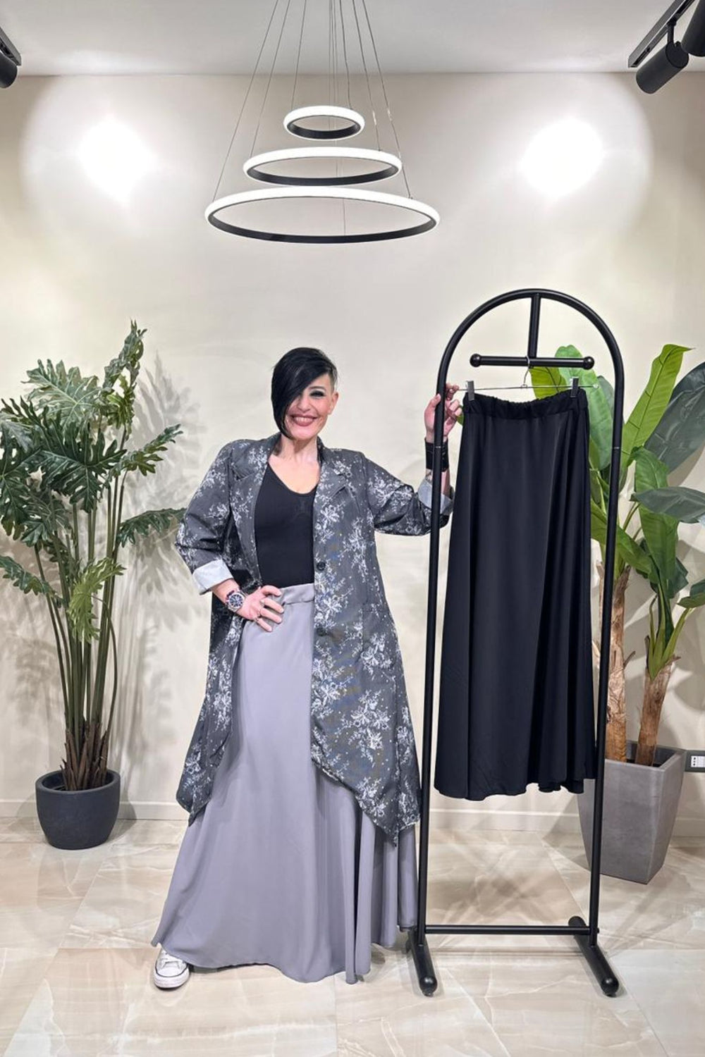 Gonna lunga liscia - Grigio