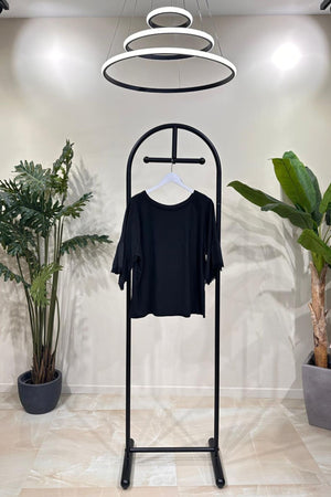 Felpa manica pizzo - Nero