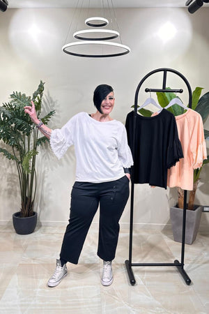 Felpa manica pizzo - Bianco