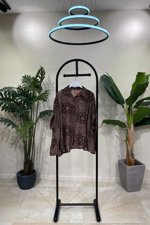 Camicia fiori rilievo - Moro