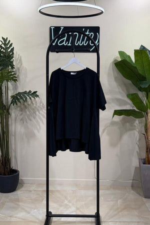 T-shirt punte e tasca - Nero