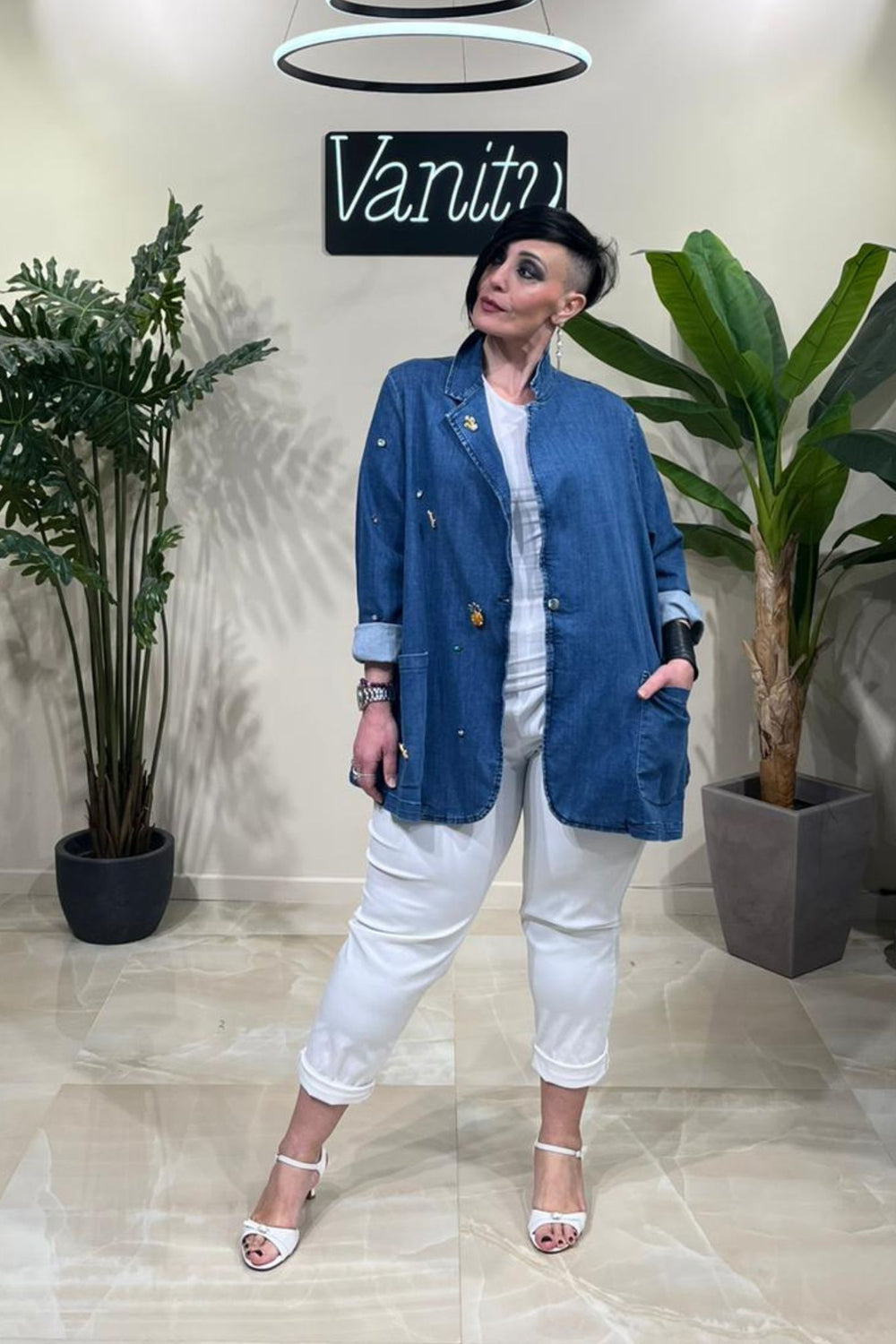 Giacca over spille - Jeans scuro