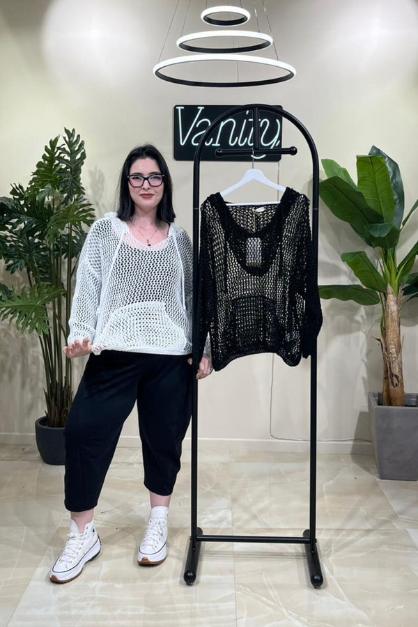 Maglia rete cappuccio - Bianco