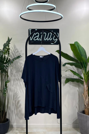 T-shirt tagli e tasca - Blu