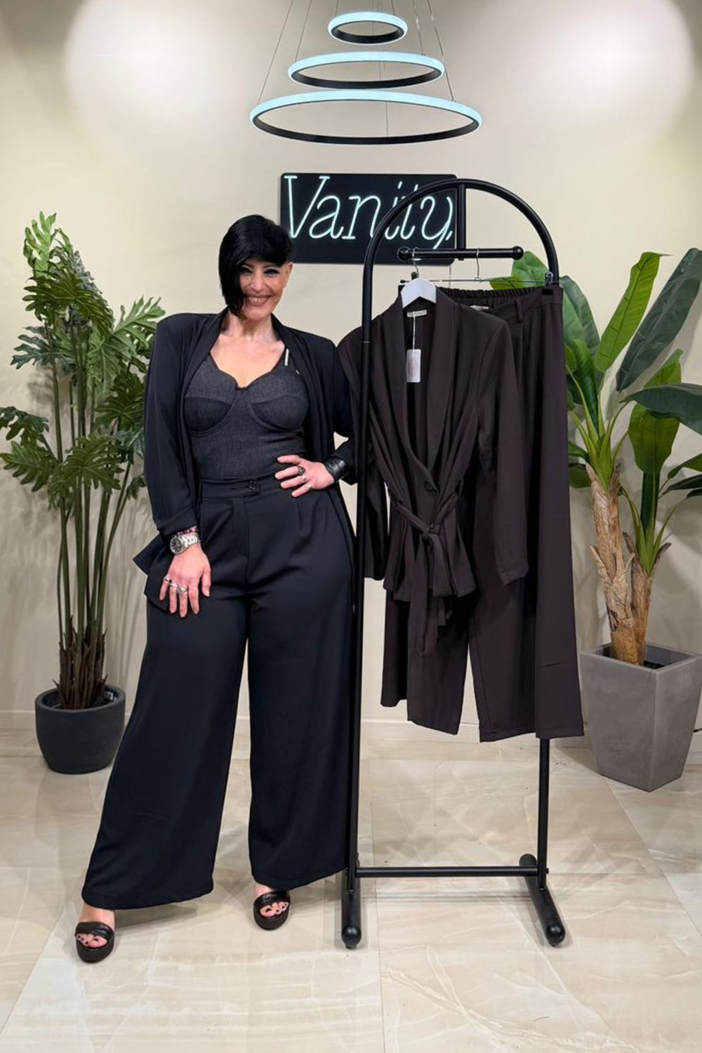 Body jeans strass - Nero
