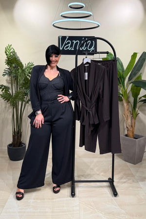 Body jeans strass - Nero