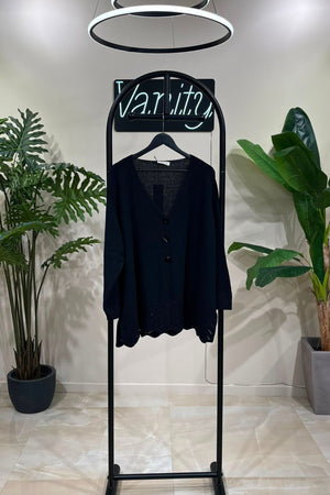Cardigan filo ricamo - Nero