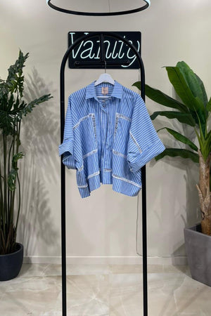 Camicia crop bacchettata - Oxford