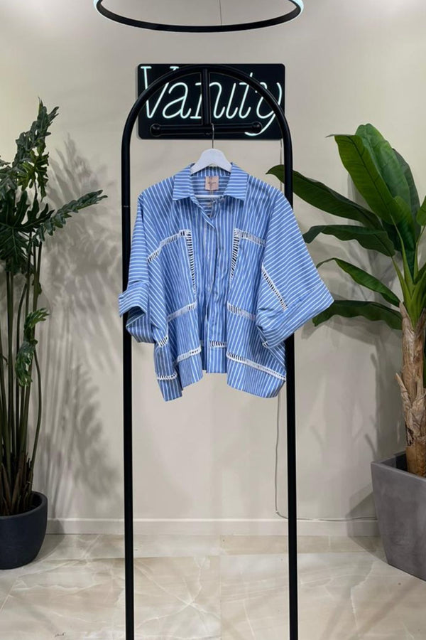 Camicia crop bacchettata - Oxford