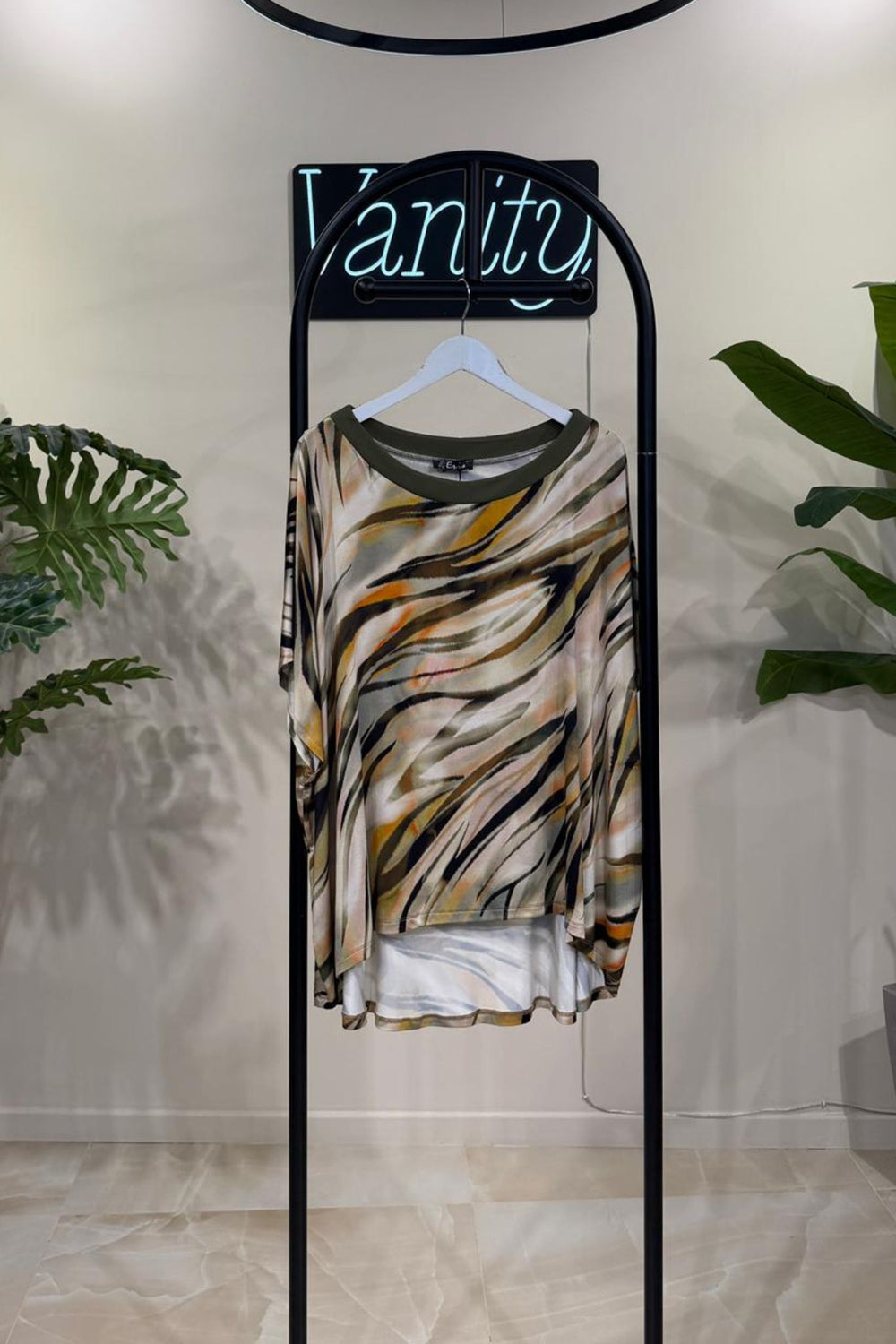 Blusa poncho jersey fantasia - Verde militare