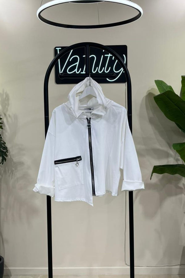 Giacca crop zip - Bianco