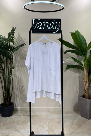 T-shirt tagli e tasca - Bianco